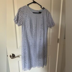 Ann Taylor dress, light blue, knee length, lace detail, lining, size 2